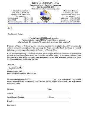 widow exemption form for orange county fl.